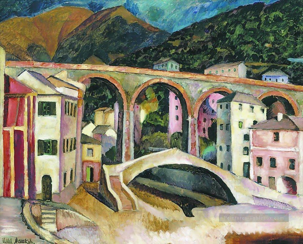 paysage de nervi d’Italie avec aqueduc 1913 Ilya Mashkov scènes de ville de paysage urbain Peintures à l'huile
